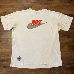 Mens Nike Multi Color Printing Logo Round Neck Short Sleeve White TShirt DV562